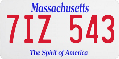 MA license plate 7IZ543