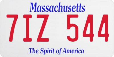 MA license plate 7IZ544