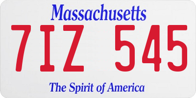 MA license plate 7IZ545