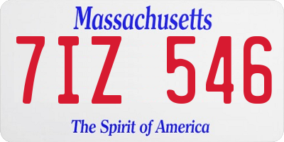 MA license plate 7IZ546