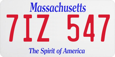 MA license plate 7IZ547