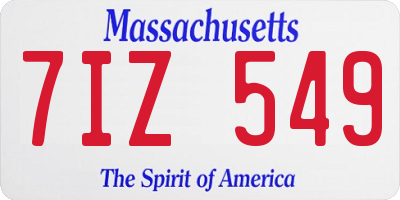 MA license plate 7IZ549