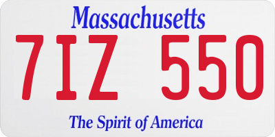 MA license plate 7IZ550