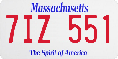 MA license plate 7IZ551