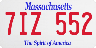 MA license plate 7IZ552