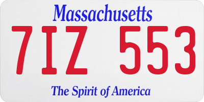 MA license plate 7IZ553
