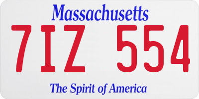 MA license plate 7IZ554