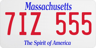 MA license plate 7IZ555