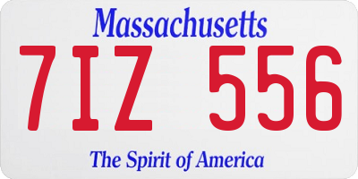 MA license plate 7IZ556