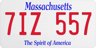 MA license plate 7IZ557