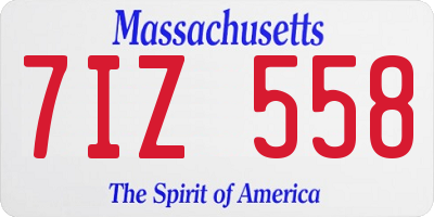 MA license plate 7IZ558