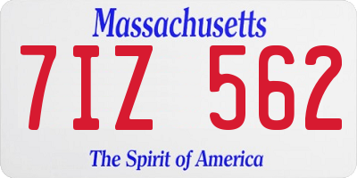 MA license plate 7IZ562