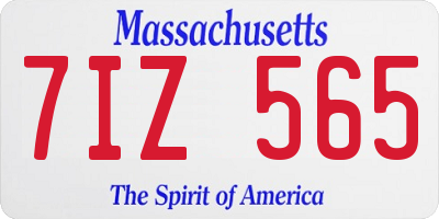 MA license plate 7IZ565