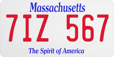 MA license plate 7IZ567