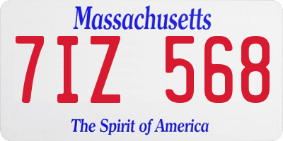 MA license plate 7IZ568