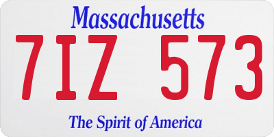 MA license plate 7IZ573