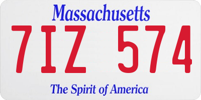 MA license plate 7IZ574