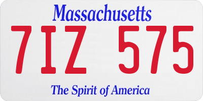 MA license plate 7IZ575