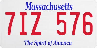 MA license plate 7IZ576