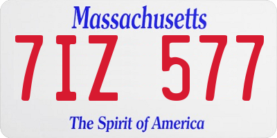 MA license plate 7IZ577