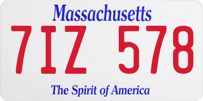 MA license plate 7IZ578