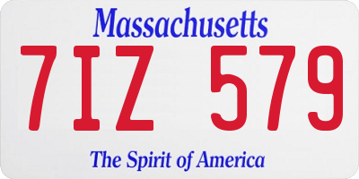 MA license plate 7IZ579