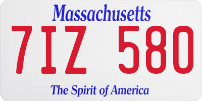 MA license plate 7IZ580