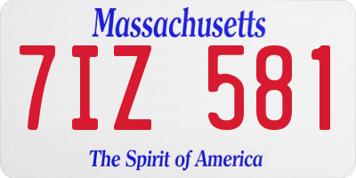 MA license plate 7IZ581