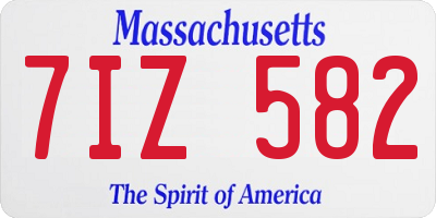 MA license plate 7IZ582