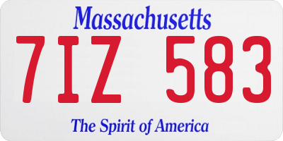 MA license plate 7IZ583