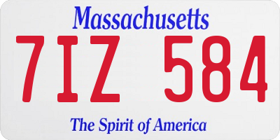 MA license plate 7IZ584