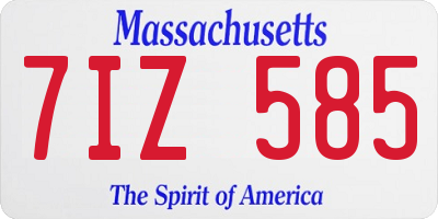 MA license plate 7IZ585