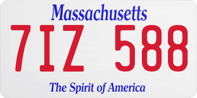 MA license plate 7IZ588