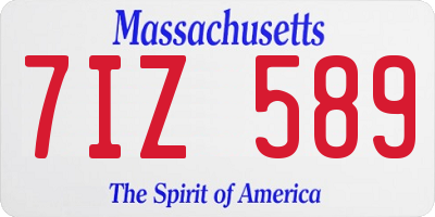MA license plate 7IZ589