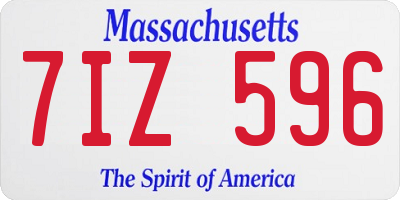 MA license plate 7IZ596