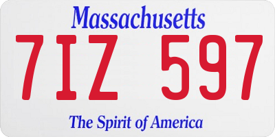 MA license plate 7IZ597