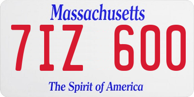 MA license plate 7IZ600