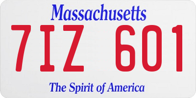 MA license plate 7IZ601