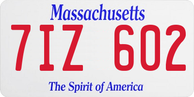 MA license plate 7IZ602