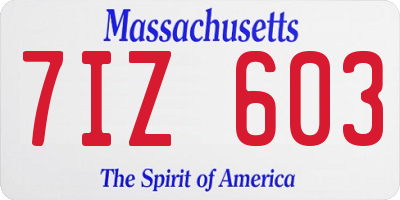 MA license plate 7IZ603