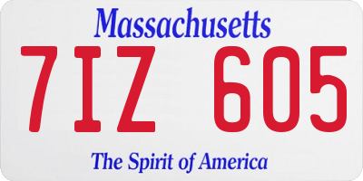 MA license plate 7IZ605