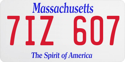 MA license plate 7IZ607