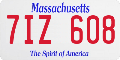 MA license plate 7IZ608