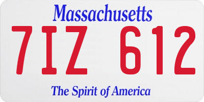 MA license plate 7IZ612
