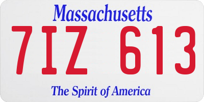 MA license plate 7IZ613