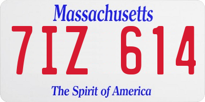 MA license plate 7IZ614