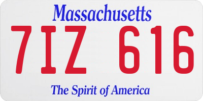 MA license plate 7IZ616