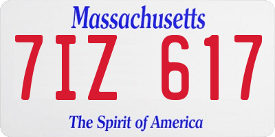 MA license plate 7IZ617