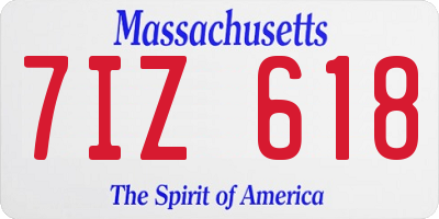 MA license plate 7IZ618