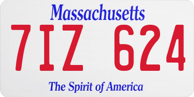 MA license plate 7IZ624